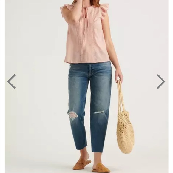 Lucky brand flutter ruffle eyelet top new medium - Picture 5 of 16